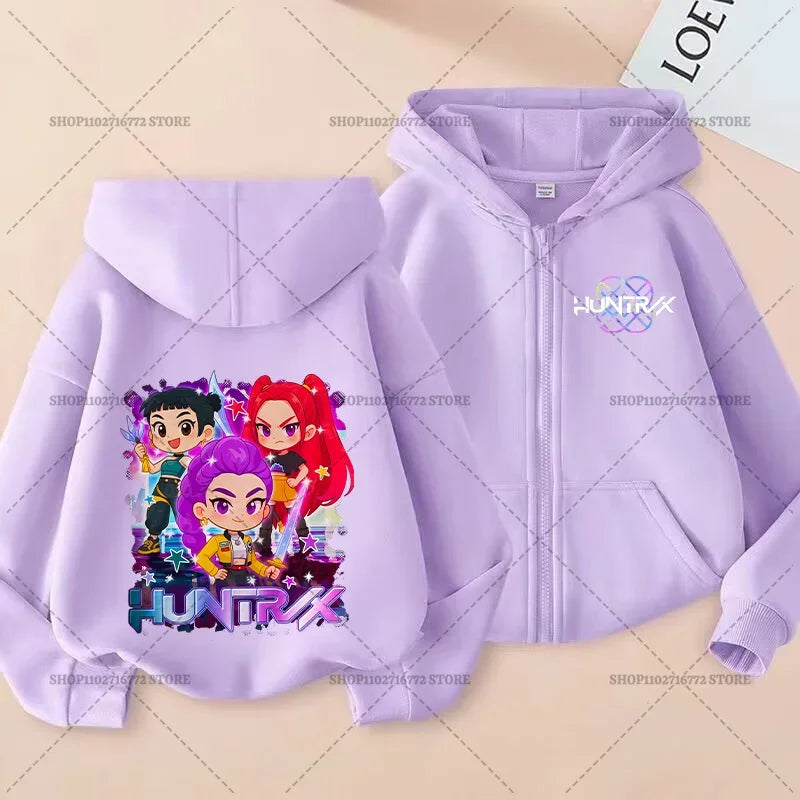 Movie Kpop Demon Hunters Funny Zip Up Sweatshirts Hoodie Children Clothes Kid Girl Boy Sweatshirt Zipper Hoody Baby Casual Tops