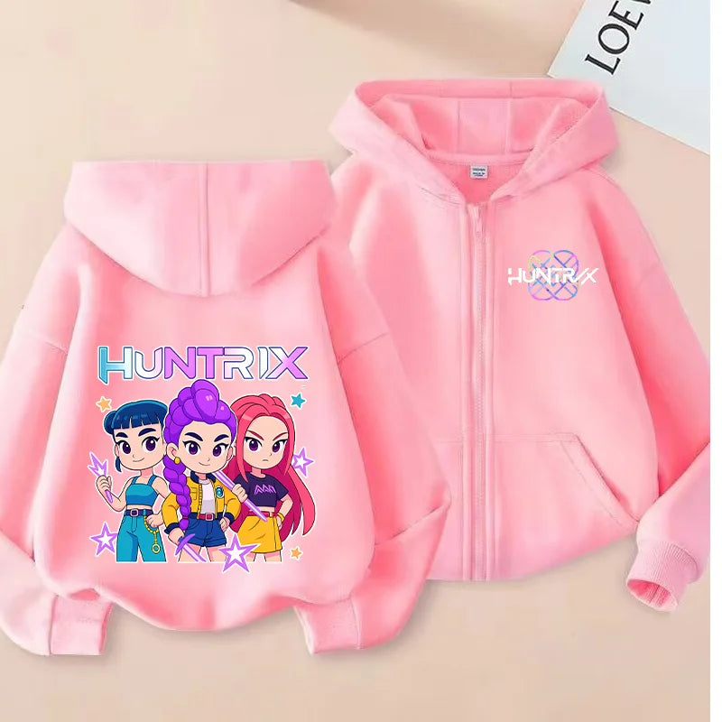 Movie Kpop Demon Hunters Funny Zip Up Sweatshirts Hoodie Children Clothes Kid Girl Boy Sweatshirt Zipper Hoody Baby Casual Tops