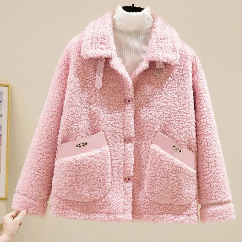 Lamb Fur Short Jacket Women's Hot Sale Of The Season New Autumn Winter Korean Style Integrated Particle Fleece Compact Size Vers