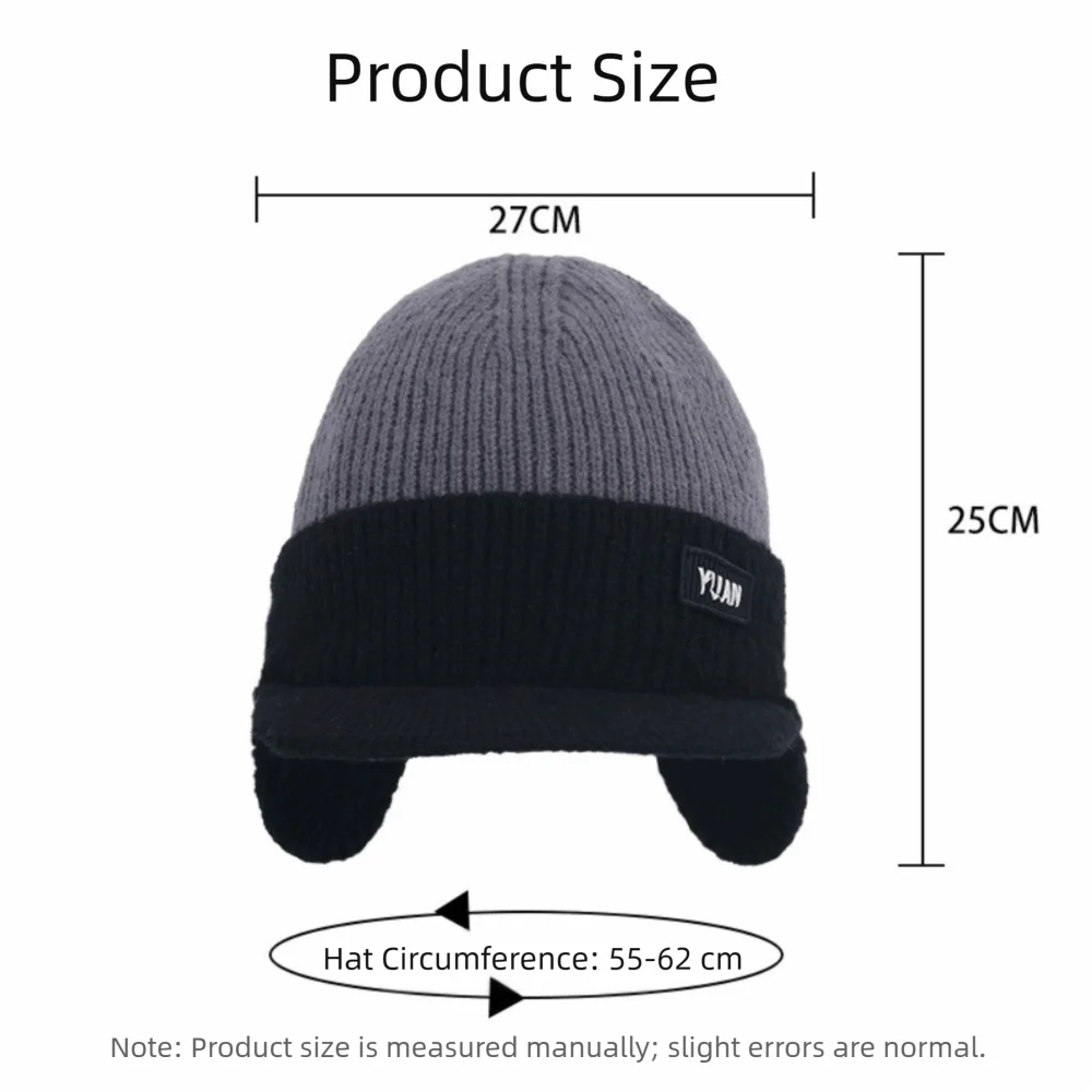 Winter Thermal Ear Protection Knit Baseball Cap Warm Hat Windproof Men Women Outdoor Sports Fleece Block Hats With Ear Flap