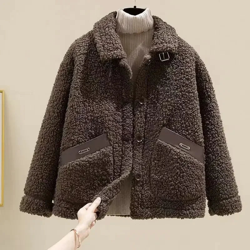 Lamb Fur Short Jacket Women's Hot Sale Of The Season New Autumn Winter Korean Style Integrated Particle Fleece Compact Size Vers