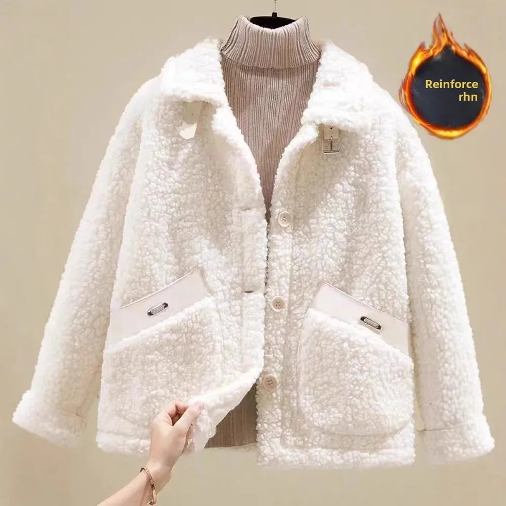 Lamb Fur Short Jacket Women's Hot Sale Of The Season New Autumn Winter Korean Style Integrated Particle Fleece Compact Size Vers