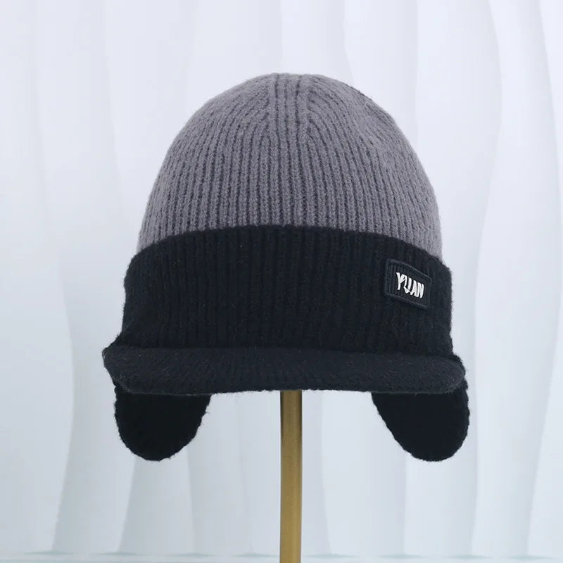 Winter Thermal Ear Protection Knit Baseball Cap Warm Hat Windproof Men Women Outdoor Sports Fleece Block Hats With Ear Flap