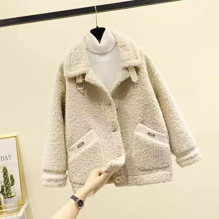 Lamb Fur Short Jacket Women's Hot Sale Of The Season New Autumn Winter Korean Style Integrated Particle Fleece Compact Size Vers