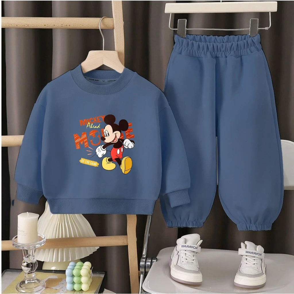 Popular Children's Mickey Cartoon Outfit Sweatshirt And Pants Two Piece Set Trendy Casual Sportswear For Kids Wear Baby Infant