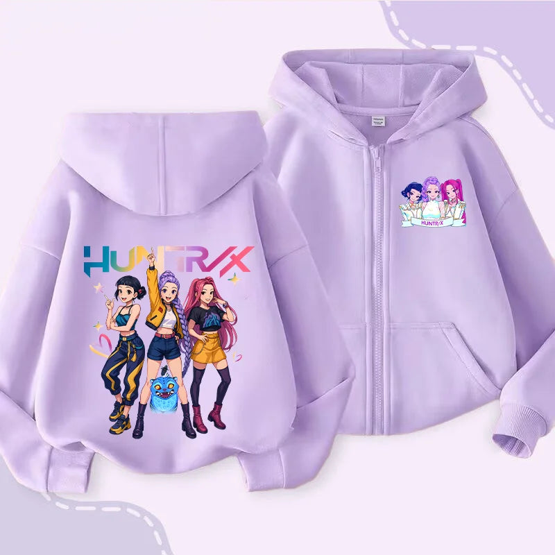 Movie Kpop Demon Hunters Funny Zip Up Sweatshirts Hoodie Children Clothes Kid Girl Boy Sweatshirt Zipper Hoody Baby Casual Tops