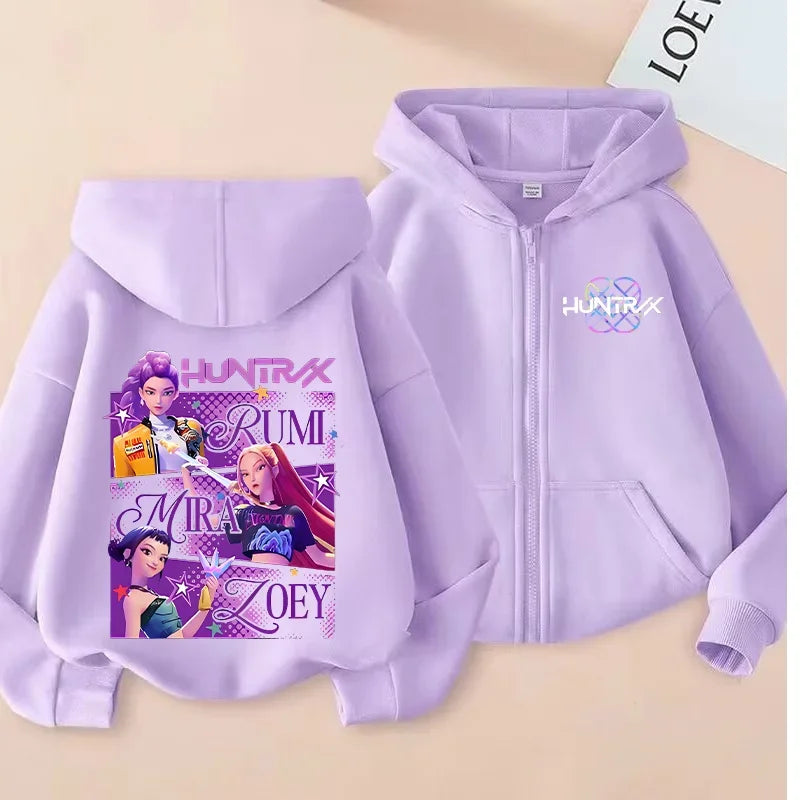 Movie Kpop Demon Hunters Funny Zip Up Sweatshirts Hoodie Children Clothes Kid Girl Boy Sweatshirt Zipper Hoody Baby Casual Tops