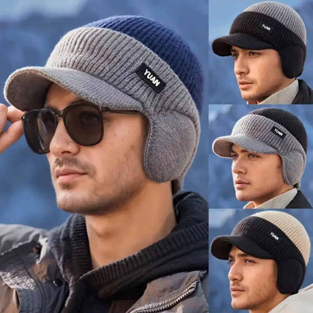 Winter Thermal Ear Protection Knit Baseball Cap Warm Hat Windproof Men Women Outdoor Sports Fleece Block Hats With Ear Flap