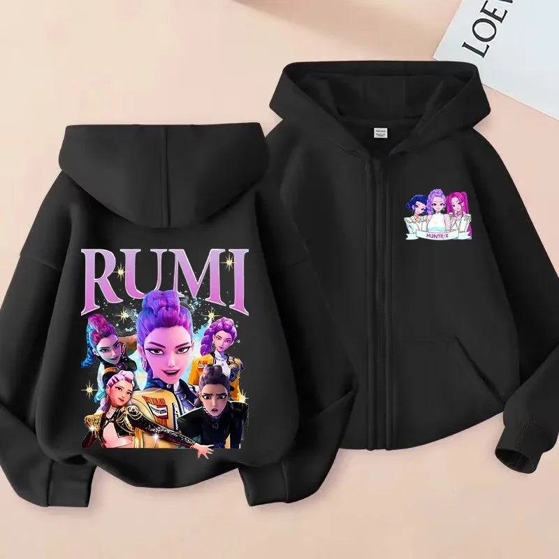 Movie Kpop Demon Hunters Funny Zip Up Sweatshirts Hoodie Children Clothes Kid Girl Boy Sweatshirt Zipper Hoody Baby Casual Tops