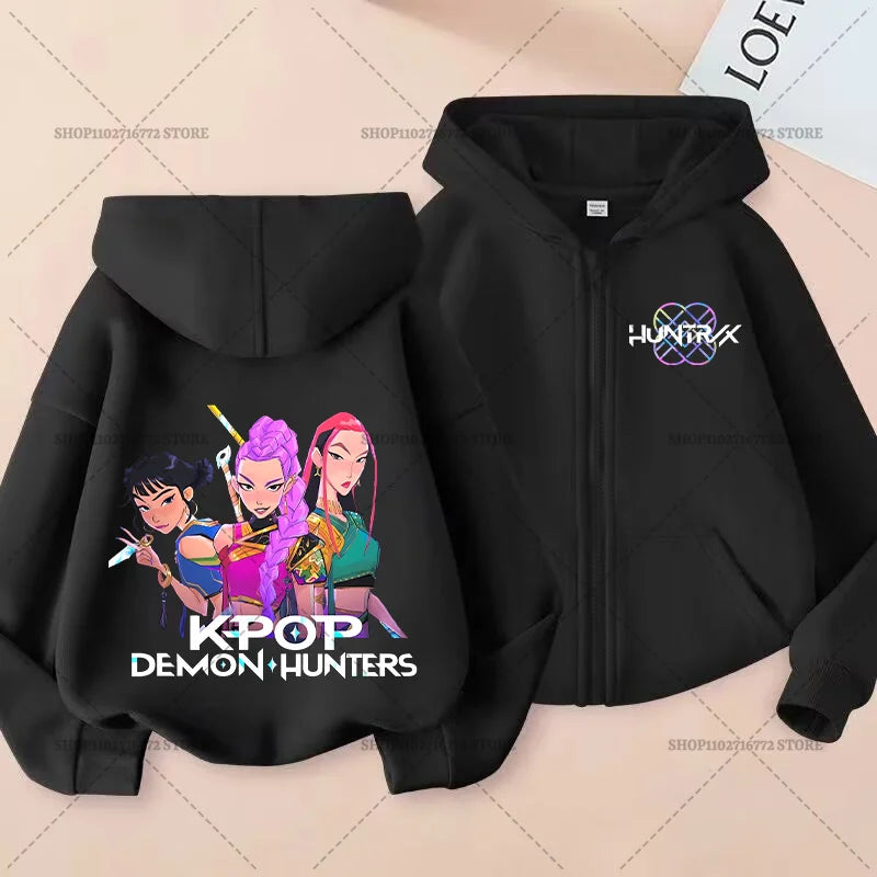Movie Kpop Demon Hunters Funny Zip Up Sweatshirts Hoodie Children Clothes Kid Girl Boy Sweatshirt Zipper Hoody Baby Casual Tops