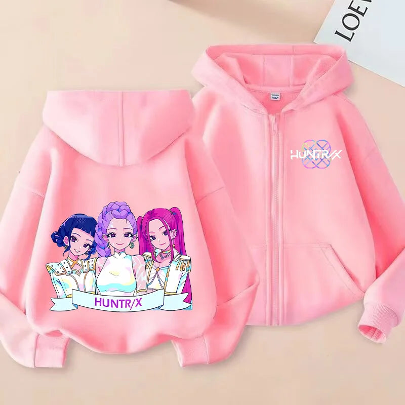 Movie Kpop Demon Hunters Funny Zip Up Sweatshirts Hoodie Children Clothes Kid Girl Boy Sweatshirt Zipper Hoody Baby Casual Tops