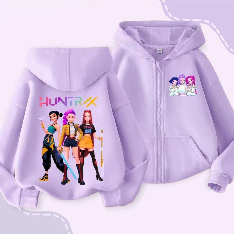 Movie Kpop Demon Hunters Funny Zip Up Sweatshirts Hoodie Children Clothes Kid Girl Boy Sweatshirt Zipper Hoody Baby Casual Tops