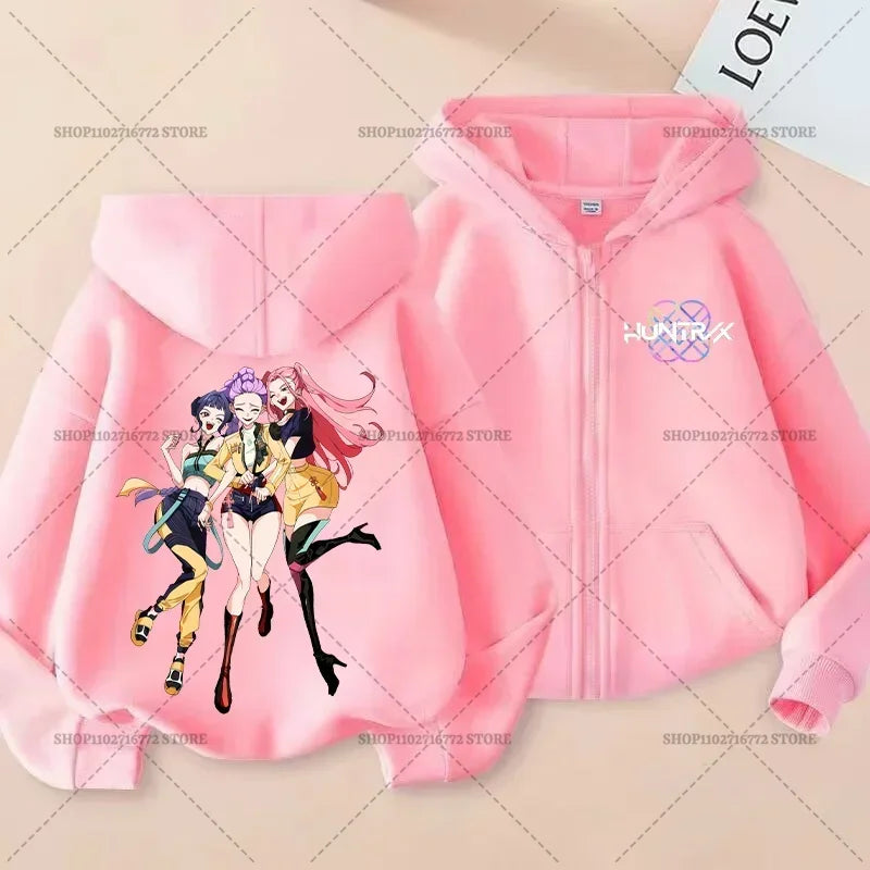 Movie Kpop Demon Hunters Funny Zip Up Sweatshirts Hoodie Children Clothes Kid Girl Boy Sweatshirt Zipper Hoody Baby Casual Tops
