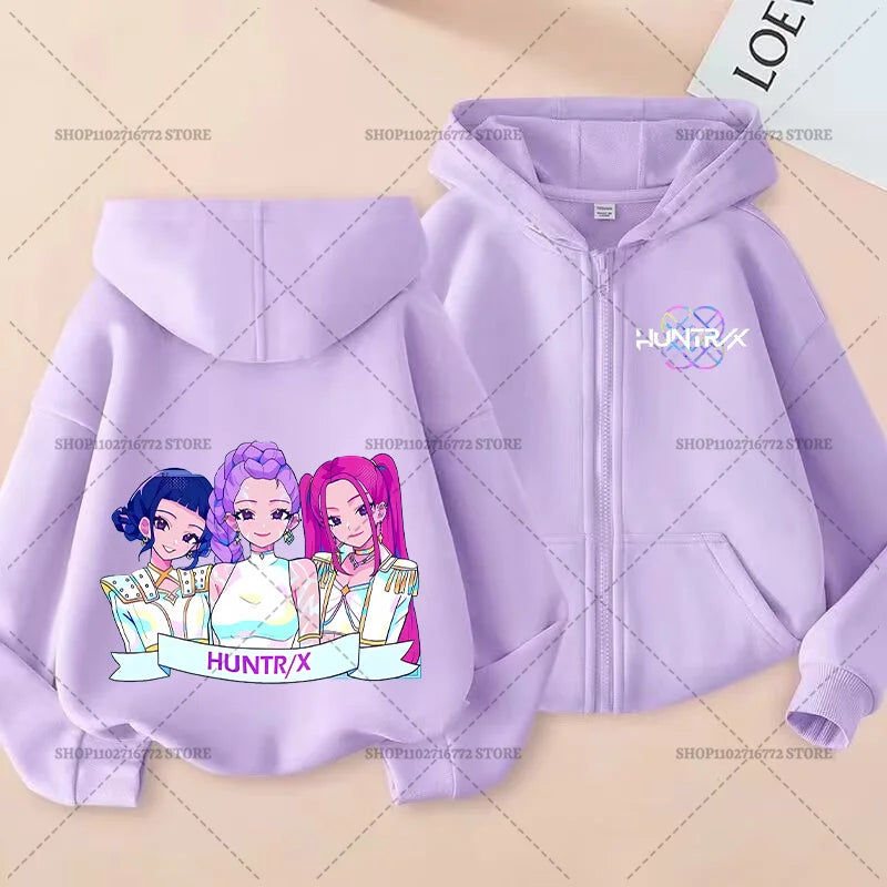 Movie Kpop Demon Hunters Funny Zip Up Sweatshirts Hoodie Children Clothes Kid Girl Boy Sweatshirt Zipper Hoody Baby Casual Tops