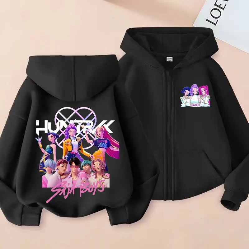 Movie Kpop Demon Hunters Funny Zip Up Sweatshirts Hoodie Children Clothes Kid Girl Boy Sweatshirt Zipper Hoody Baby Casual Tops