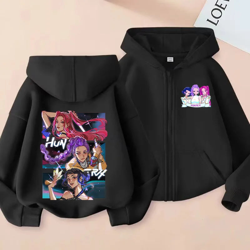 Movie Kpop Demon Hunters Funny Zip Up Sweatshirts Hoodie Children Clothes Kid Girl Boy Sweatshirt Zipper Hoody Baby Casual Tops