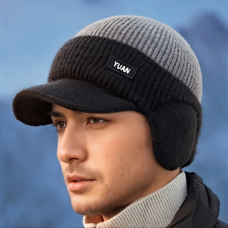 Winter Thermal Ear Protection Knit Baseball Cap Warm Hat Windproof Men Women Outdoor Sports Fleece Block Hats With Ear Flap