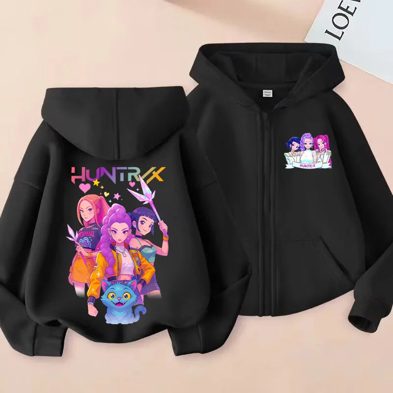 Movie Kpop Demon Hunters Funny Zip Up Sweatshirts Hoodie Children Clothes Kid Girl Boy Sweatshirt Zipper Hoody Baby Casual Tops
