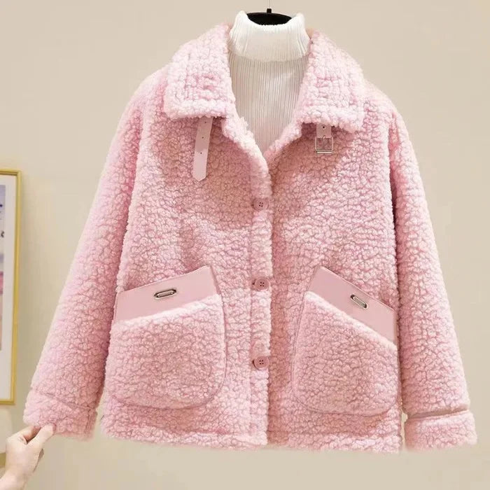 Lamb Fur Short Jacket Women's Hot Sale Of The Season New Autumn Winter Korean Style Integrated Particle Fleece Compact Size Vers