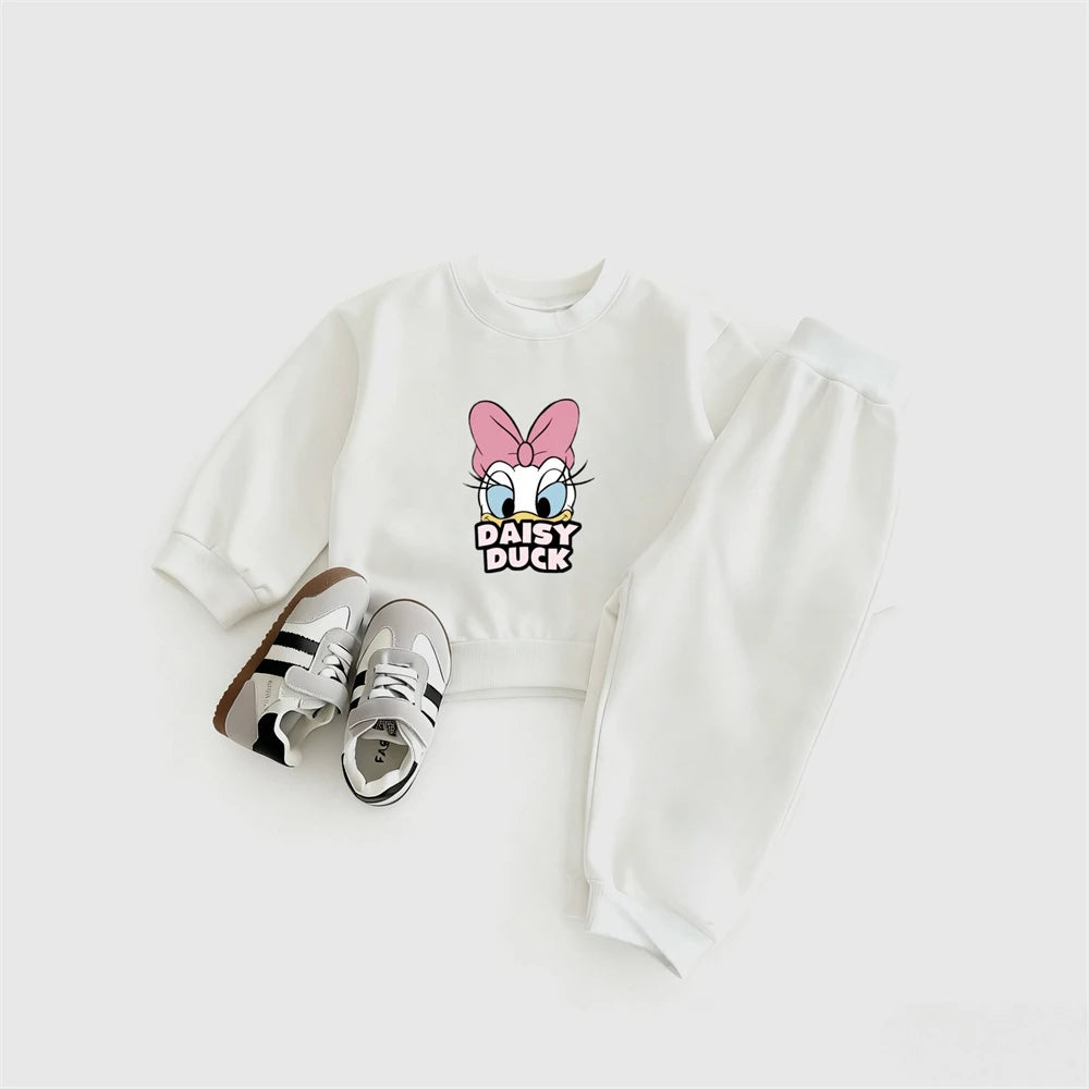 Daisy Duck Tops+Pants 2Piece Set Girls Child Spring/Fall Costume Kids New Style Cartoon Sweathirts All-match Pants Outer Wear