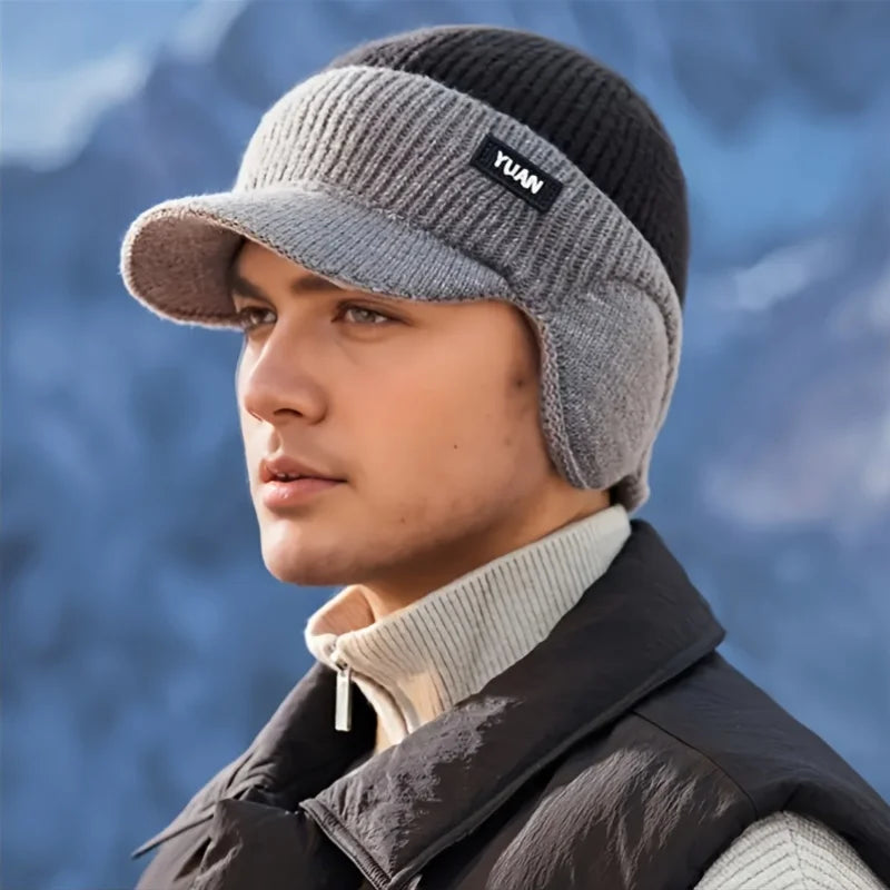 Winter Thermal Ear Protection Knit Baseball Cap Warm Hat Windproof Men Women Outdoor Sports Fleece Block Hats With Ear Flap