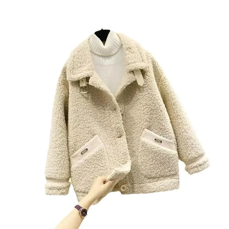 Lamb Fur Short Jacket Women's Hot Sale Of The Season New Autumn Winter Korean Style Integrated Particle Fleece Compact Size Vers