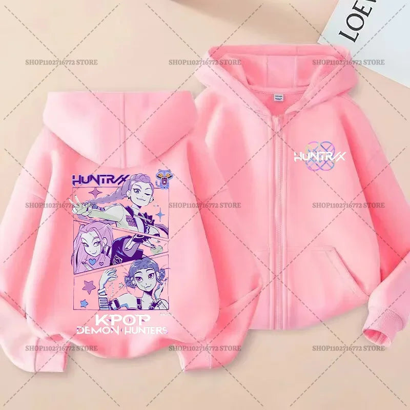 Movie Kpop Demon Hunters Funny Zip Up Sweatshirts Hoodie Children Clothes Kid Girl Boy Sweatshirt Zipper Hoody Baby Casual Tops