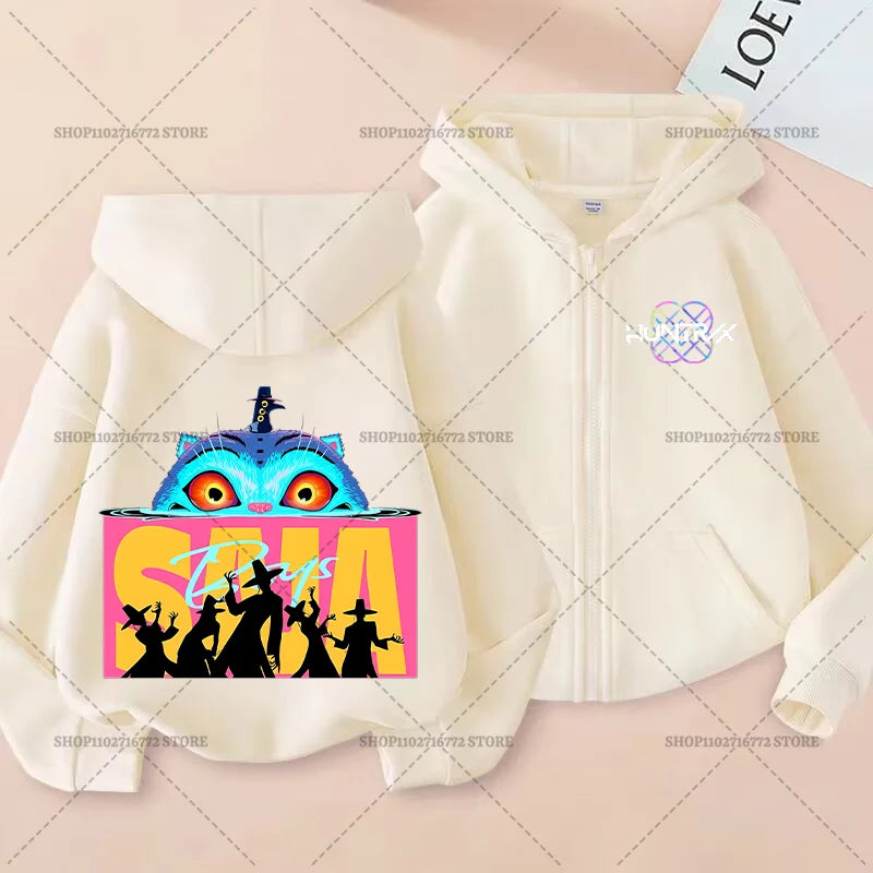 Movie Kpop Demon Hunters Funny Zip Up Sweatshirts Hoodie Children Clothes Kid Girl Boy Sweatshirt Zipper Hoody Baby Casual Tops