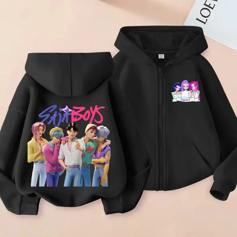 Movie Kpop Demon Hunters Funny Zip Up Sweatshirts Hoodie Children Clothes Kid Girl Boy Sweatshirt Zipper Hoody Baby Casual Tops