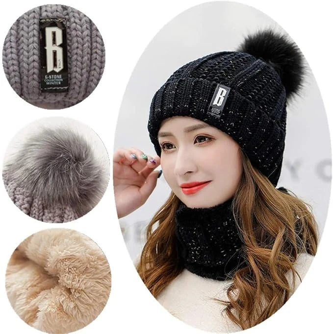Mens and Womens Thicken and Fleece Lining Knit Beanie Hat Winter Hat Slouchy Warm Cap